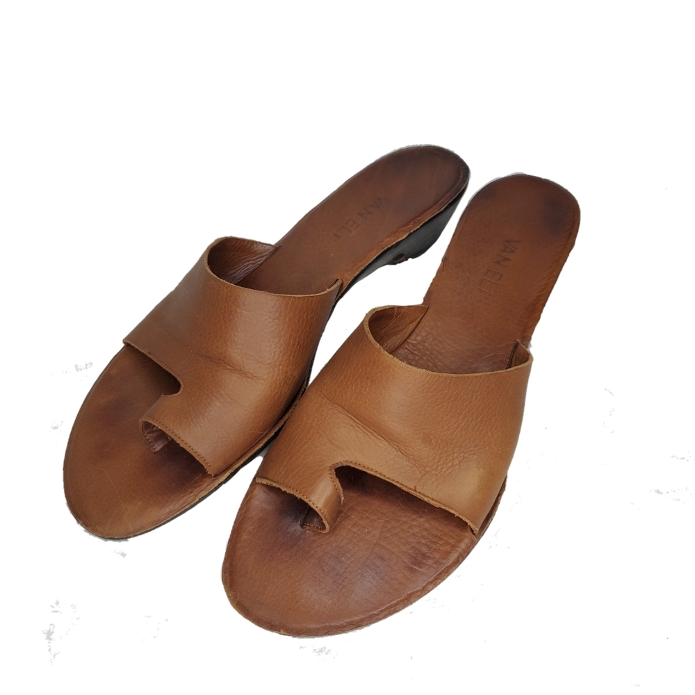 Van Eli thong slide leather sandal kitten heel